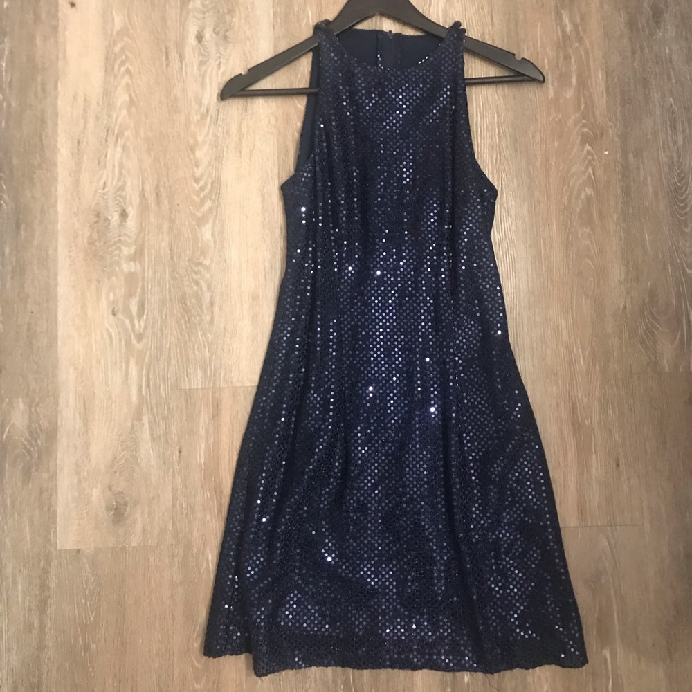 Blue sequin mini dress